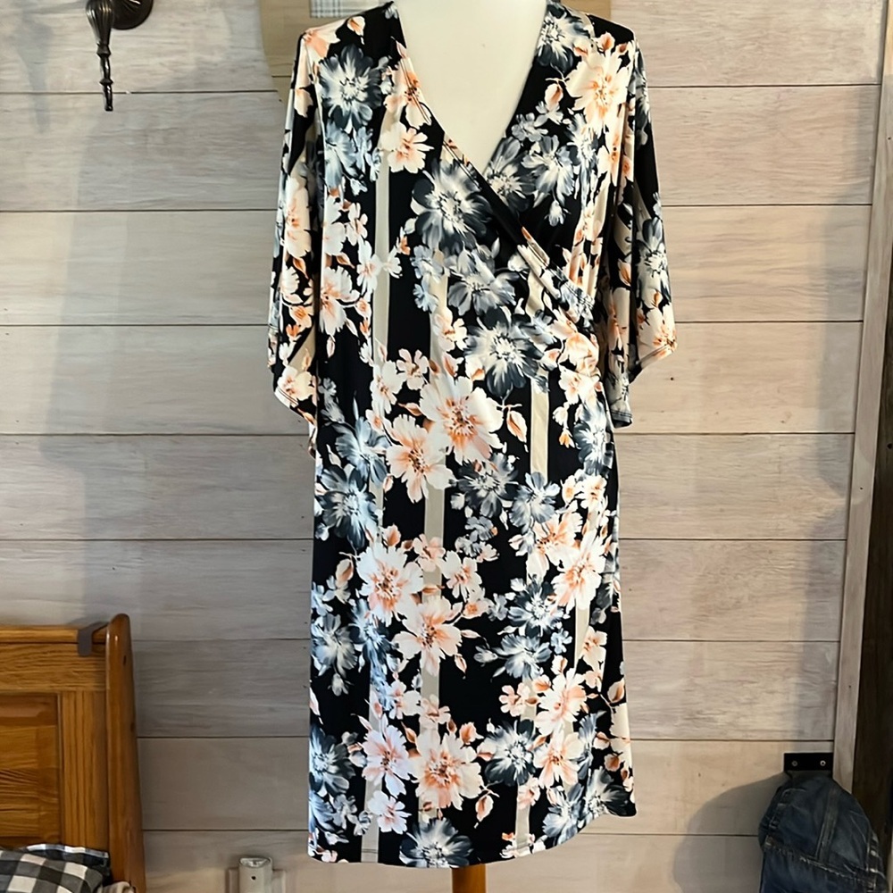 Kbs Black Flower Dress 1x